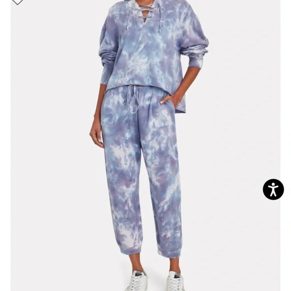 LoveShackFancy “Bevan” Hand Dyed Moon Indigo/Purple Hoodie & Jogger SET- Small - Picture 1 of 11